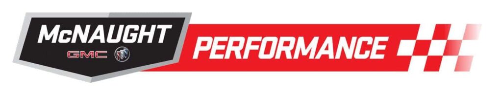 McNaught Performance logo featuring GMC and Buick branding, with a red and black racing theme.