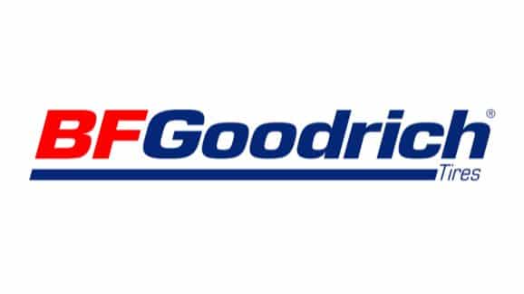 BFGoodrich Tires logo featuring bold red and blue text on a white background.