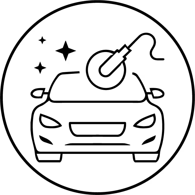 Car valuation icon with a clipboard and dollar sign, indicating vehicle pricing.