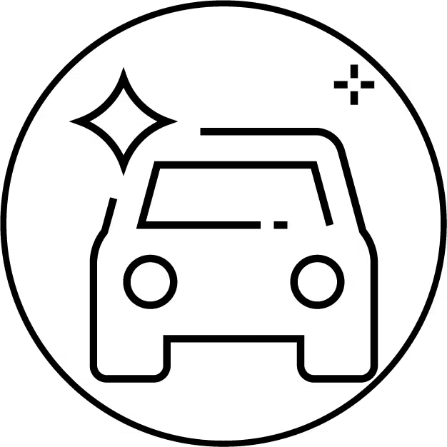 Car valuation icon with a clipboard and dollar sign, indicating vehicle pricing.