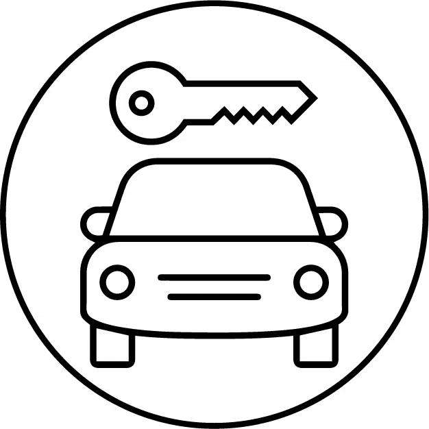 Car valuation icon with a clipboard and dollar sign, indicating vehicle pricing.