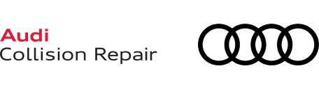 Audi Collision Repair logo featuring brand name and four-ring emblem.