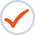 Orange checkmark in a blue circle, indicating completion or approval.