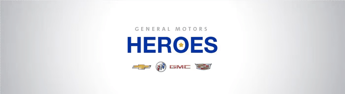 General Motors Heroes logo featuring Chevrolet, Buick, GMC, and Cadillac.
