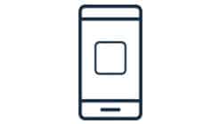 Minimalist smartphone icon with a centered square, representing mobile technology.