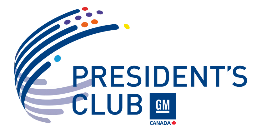 President's Club GM Canada logo with colorful abstract swoosh design.