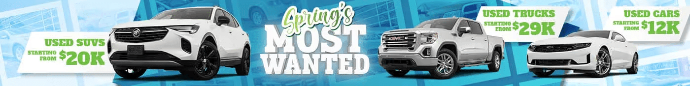 Spring's Most Wanted: Used SUVs from $20K, trucks from $29K, cars from $12K.