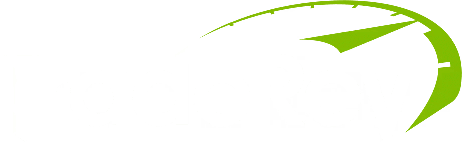 TradeRev logo with green arrow, symbolizing automotive auction solutions.