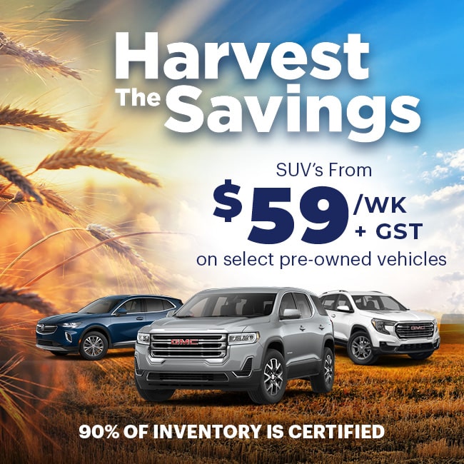 Pre-owned vehicle sales event advertisement featuring three cars and text highlighting benefits and inventory access.